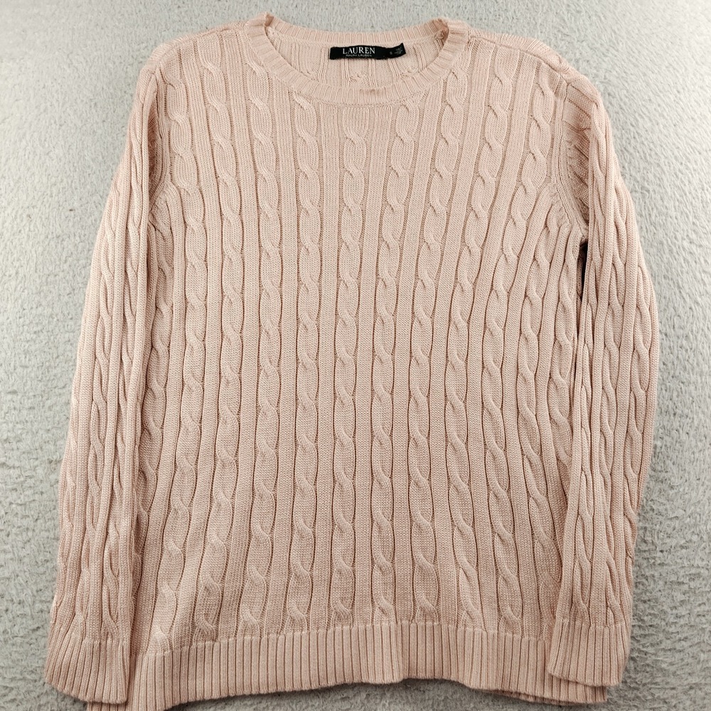 Lauren Ralph Lauren Sweater Pink Cable Knit Women's‎ Small Preppy Academia